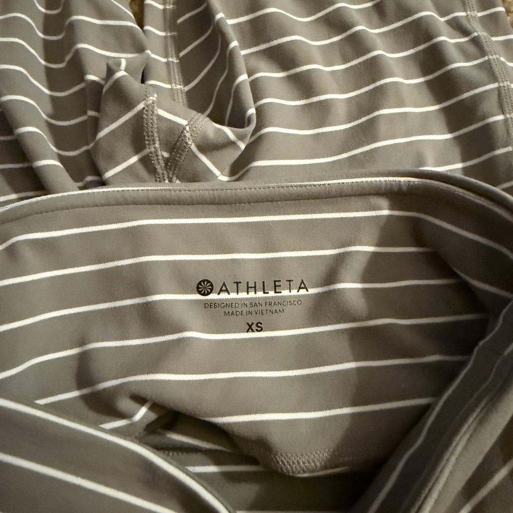 Athleta Taupe and White Striped Leggings - Picture 5 of 5